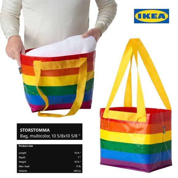 IKEA STORSTOMMA Rainbow Large & Small Reusable Shopping Bags Set of 5 - Picture 2 of 3